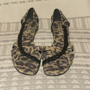 Manolo Blahnik leopard black braided sandal size 37 / US 6.5